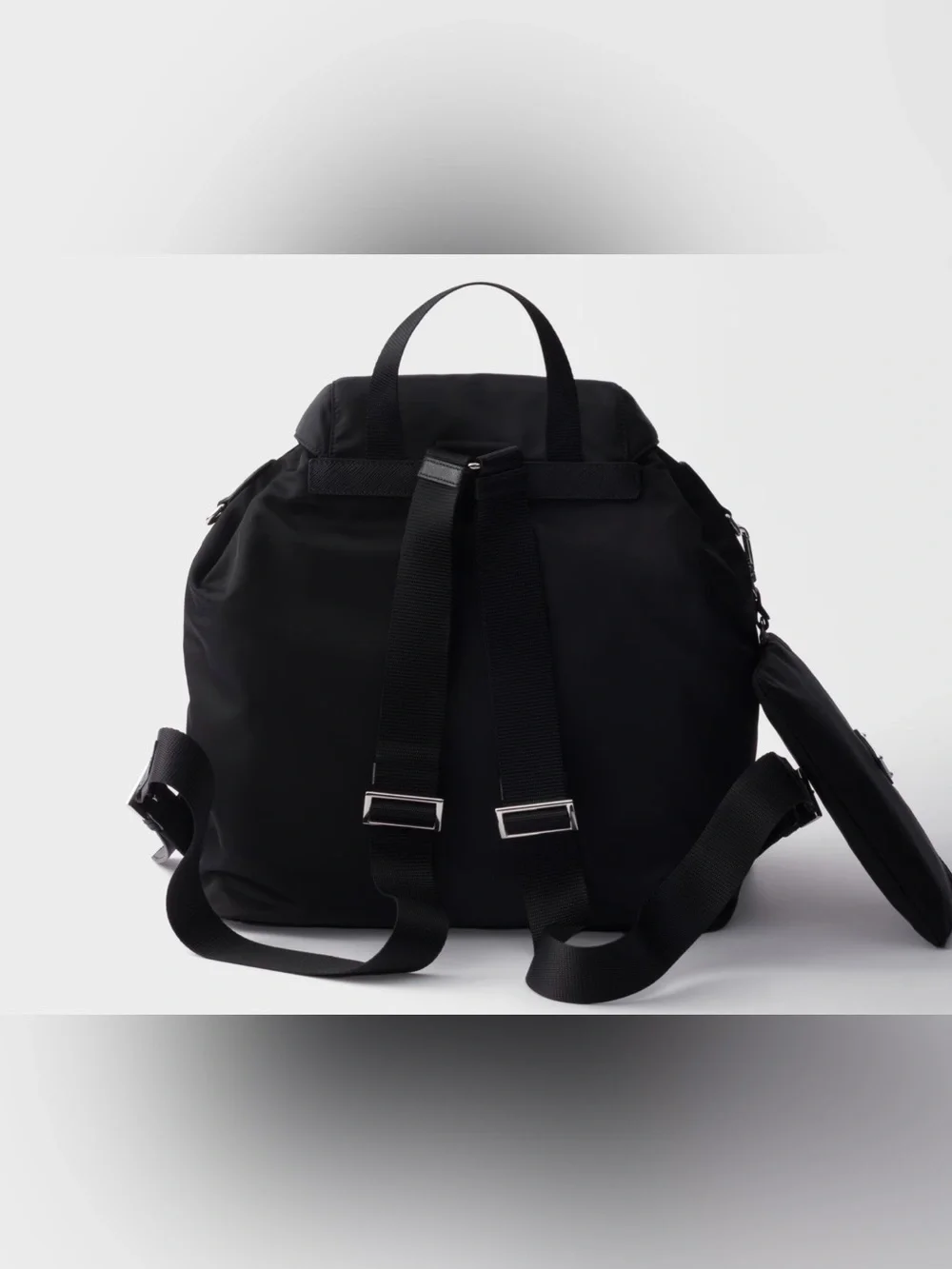Prada Black Nylon Backpack with Silver Hardware